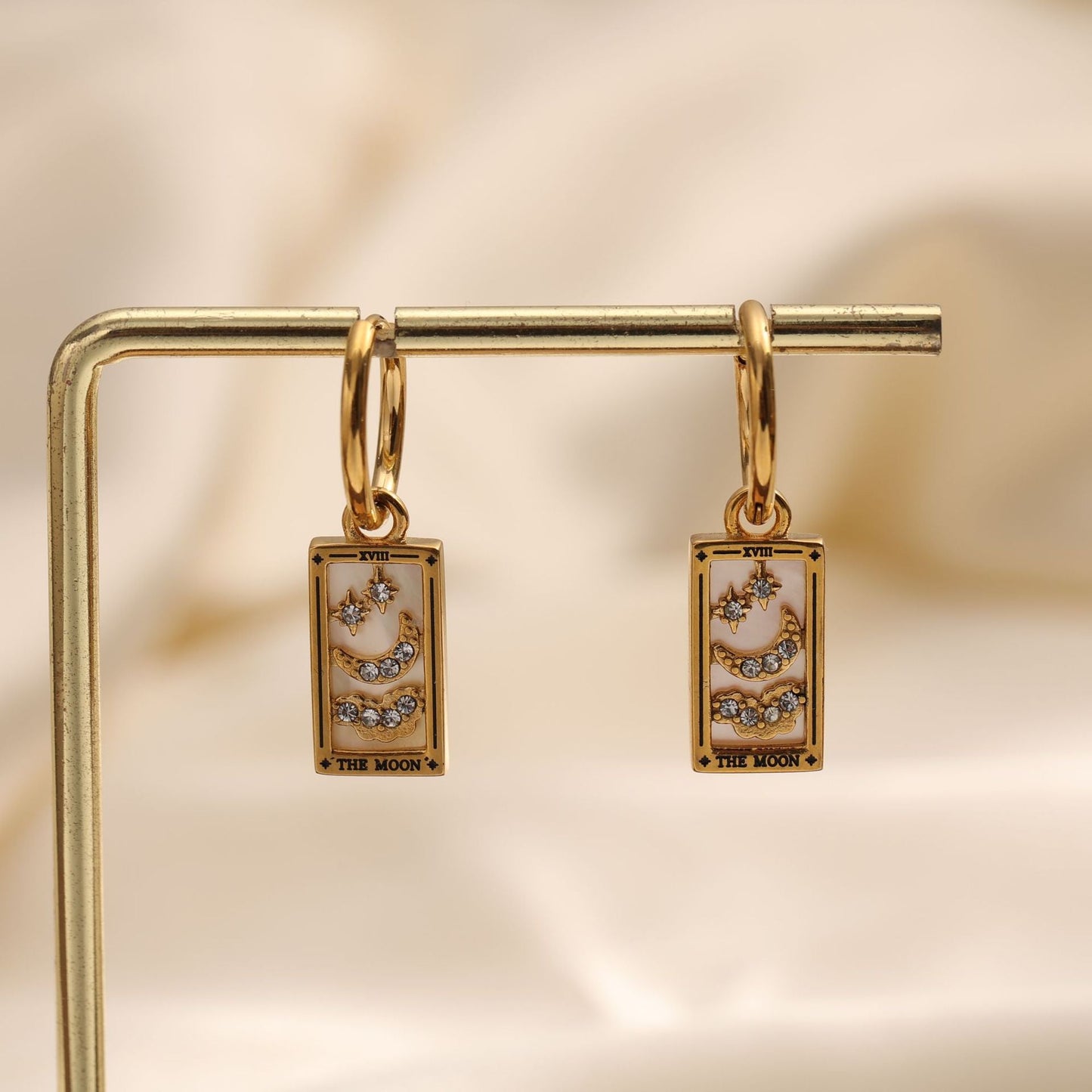 Tarot Stainless Steel Rectangular Drop Zircon Earrings European And American Retro Weloria