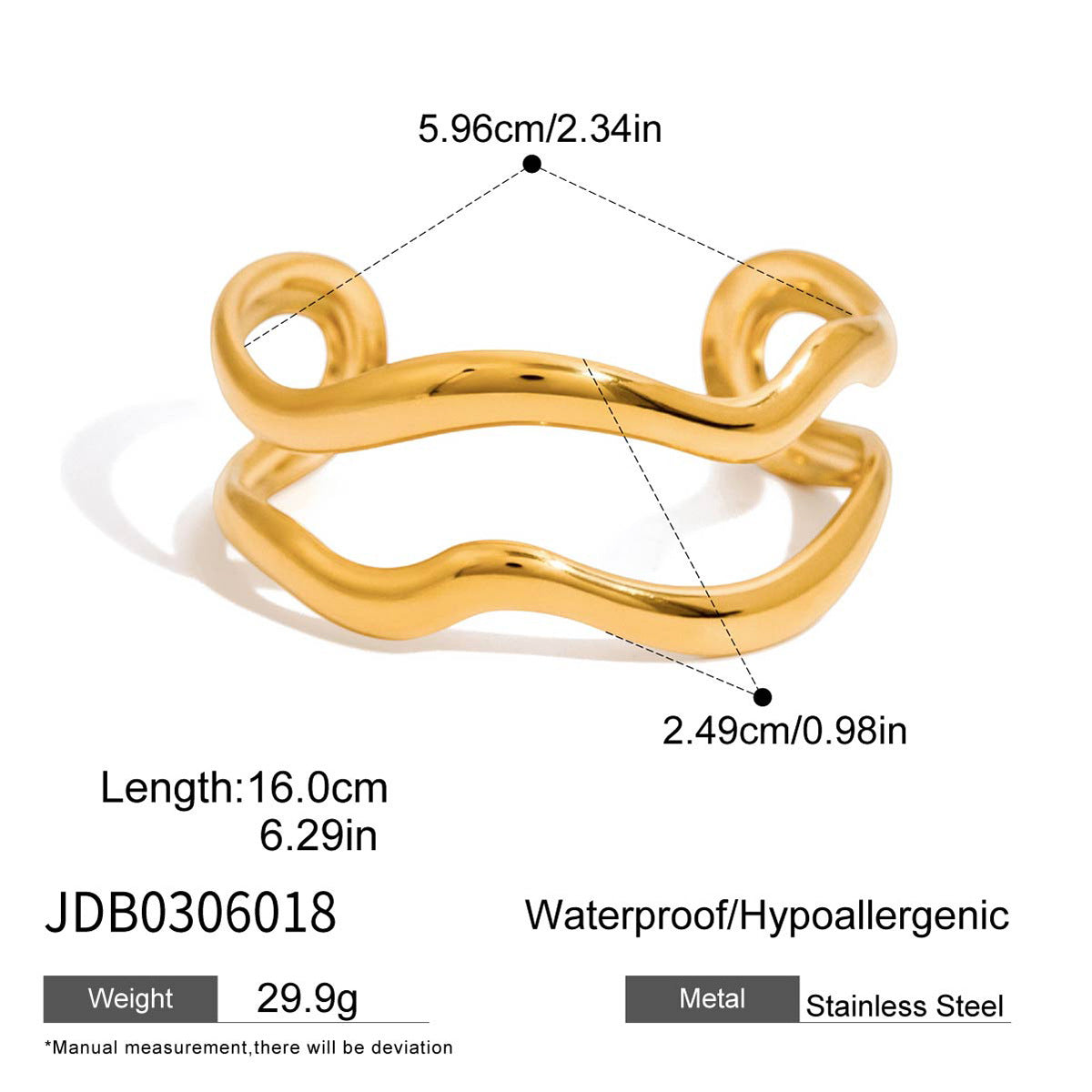 Minimalist 18K Gold Stainless Steel Glossy Line Double-layer Bracelet Weloria