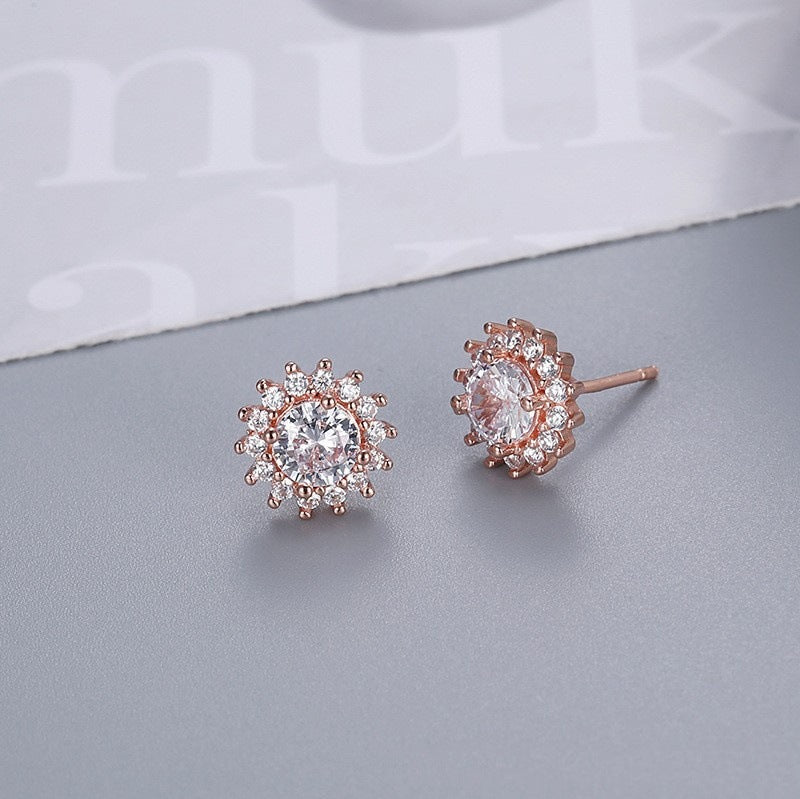 Heart-shaped Six-claw Inlaid Zircon Earrings Weloria