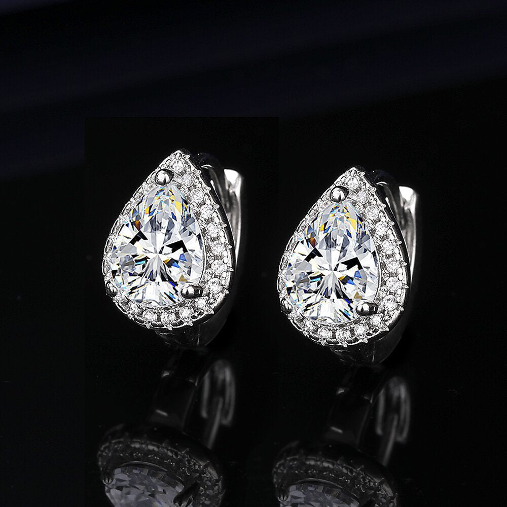 Heart-shaped Six-claw Inlaid Zircon Earrings Weloria