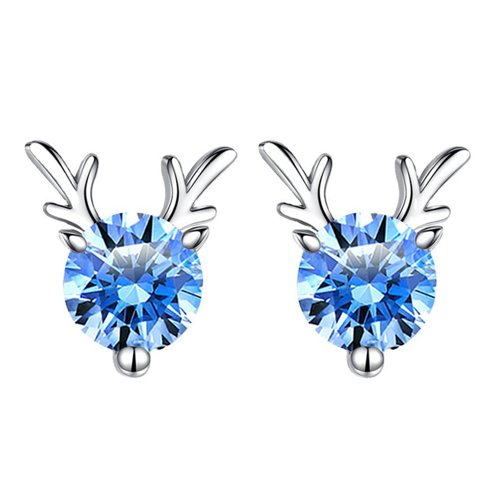 Heart-shaped Six-claw Inlaid Zircon Earrings Weloria