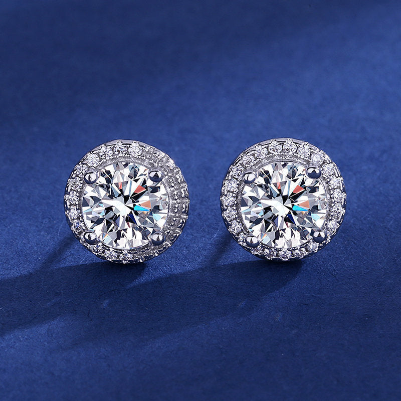 Heart-shaped Six-claw Inlaid Zircon Earrings Weloria