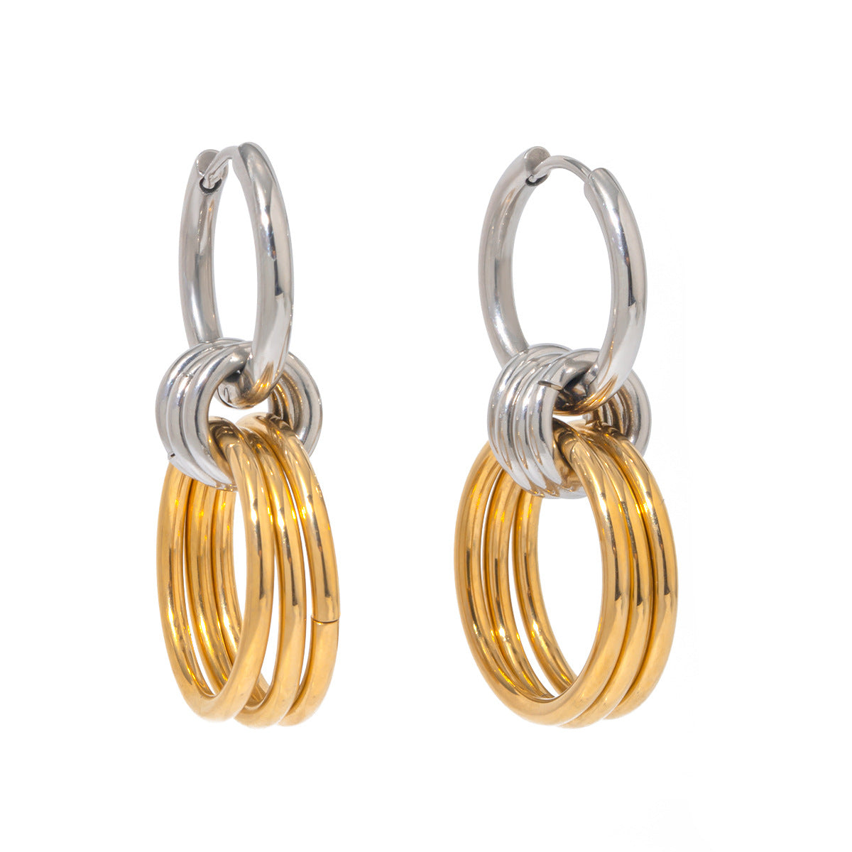 18K Color Matching Glossy Steel Ring Earrings Weloria