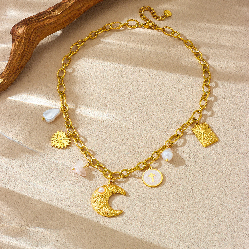 Stainless Steel Chain Star Moon Love Eye Necklace Weloria