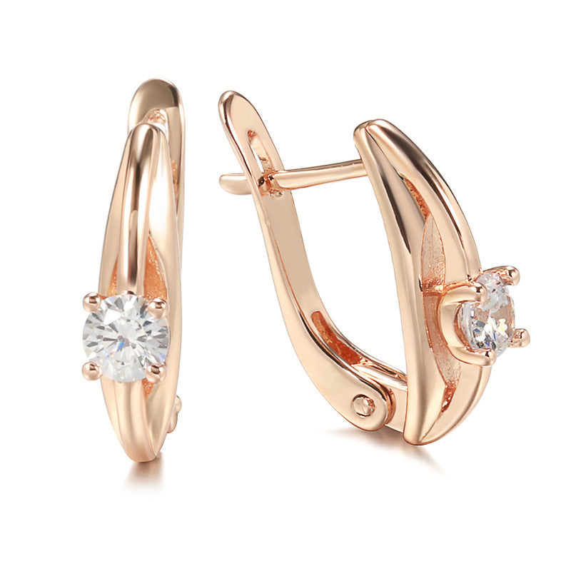 Simple Graceful Rose Gold Earrings Fashion Temperament Weloria