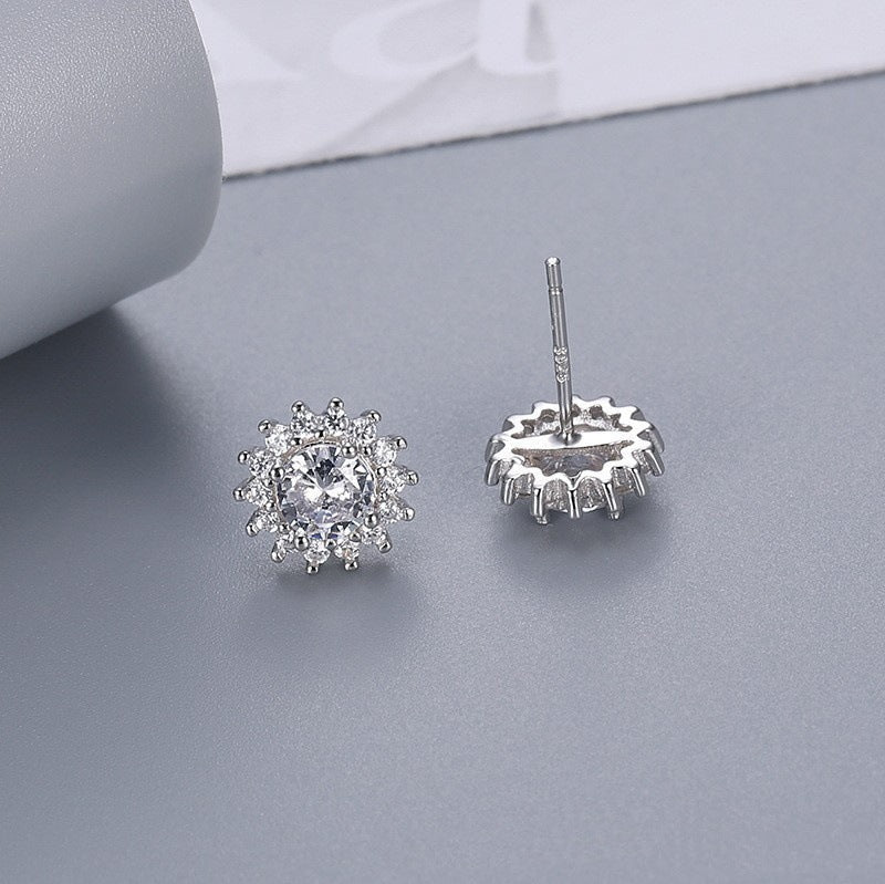 Heart-shaped Six-claw Inlaid Zircon Earrings Weloria