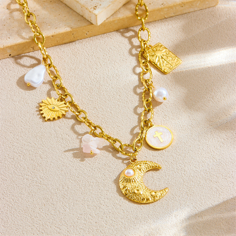 Stainless Steel Chain Star Moon Love Eye Necklace Weloria