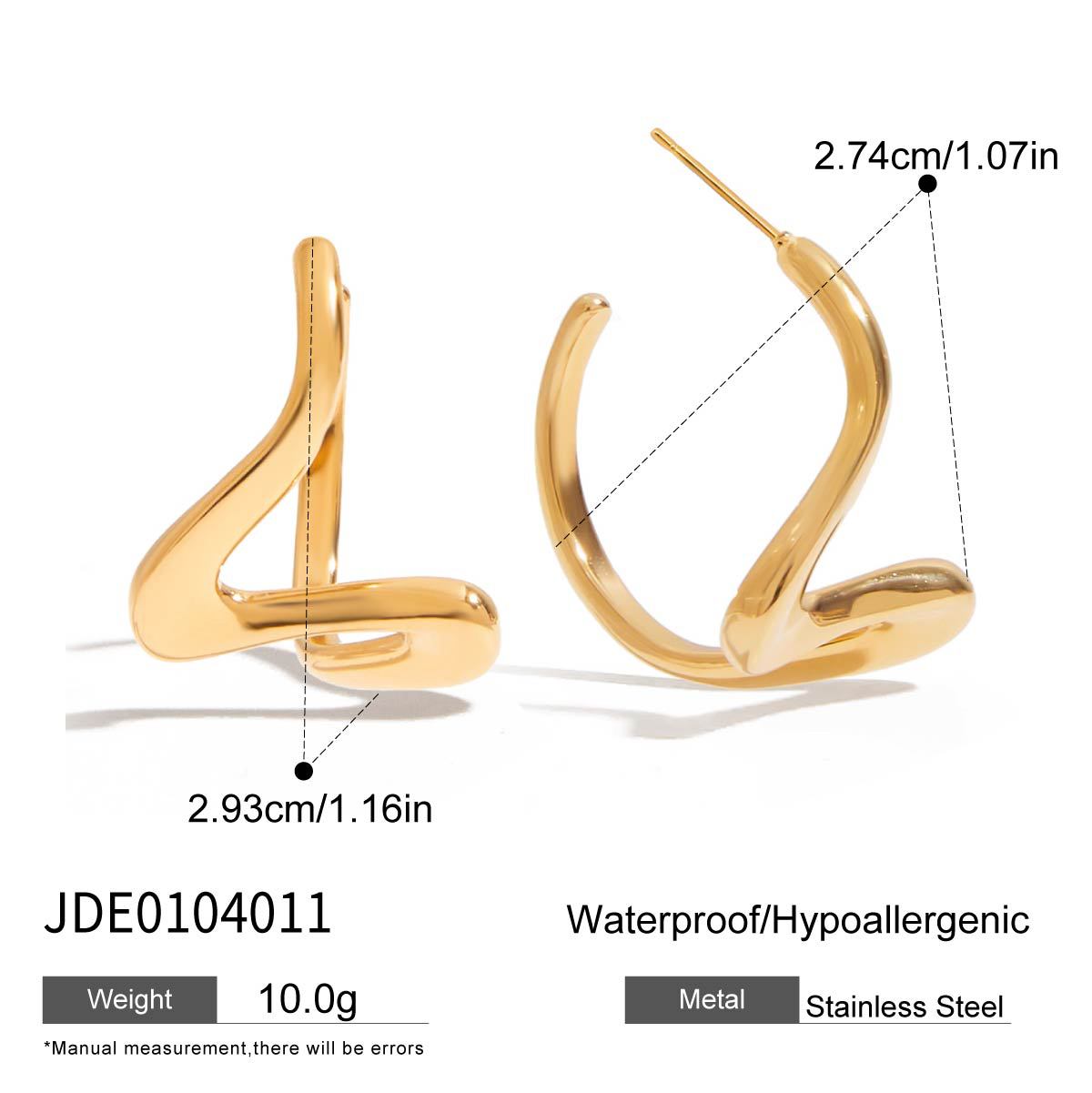 Titanium Steel Earrings Line 18K Gold Stainless Steel Studs Weloria