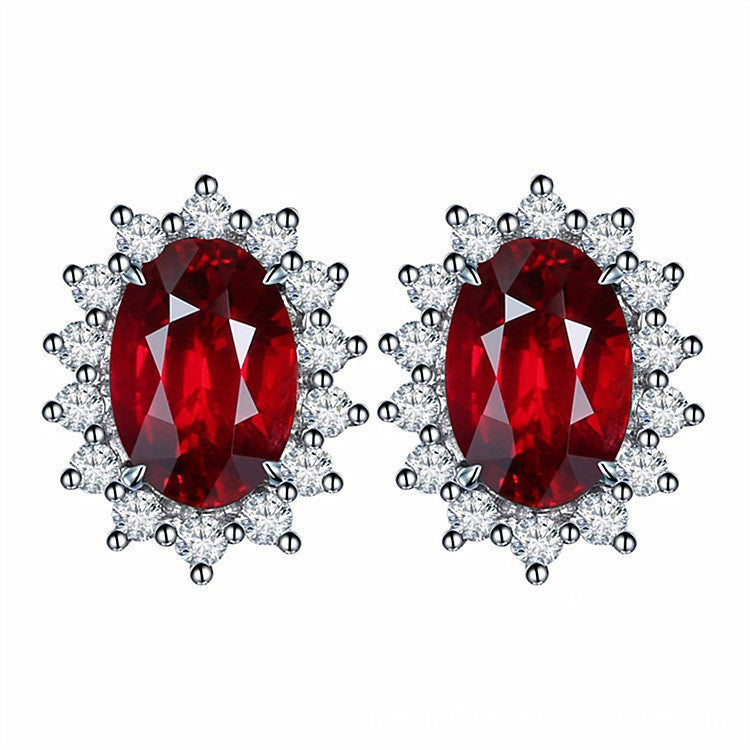 Heart-shaped Six-claw Inlaid Zircon Earrings Weloria