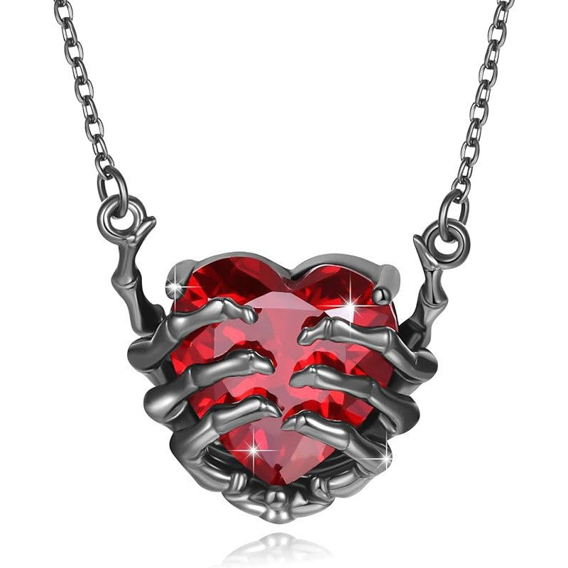 Dark Red Love Ghost Claw Pendant Necklace Weloria
