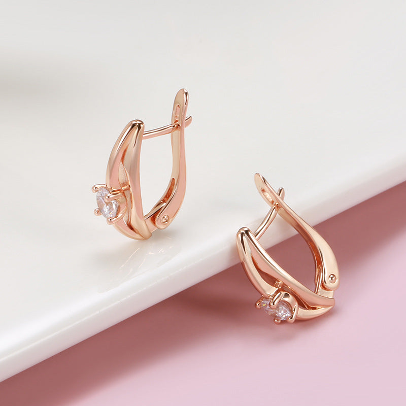 Simple Graceful Rose Gold Earrings Fashion Temperament Weloria