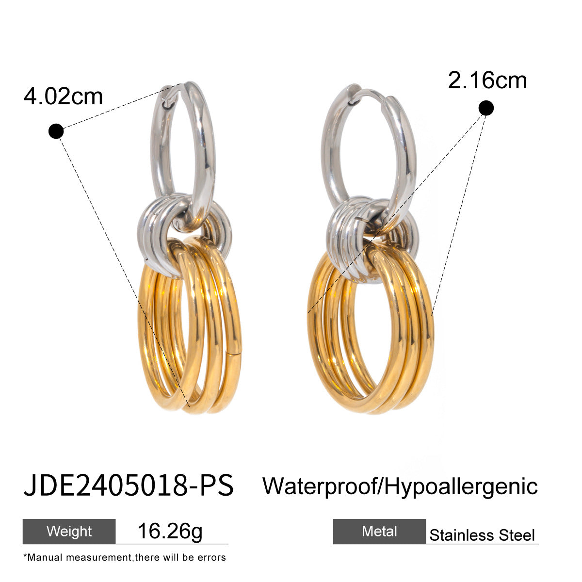 18K Color Matching Glossy Steel Ring Earrings Weloria