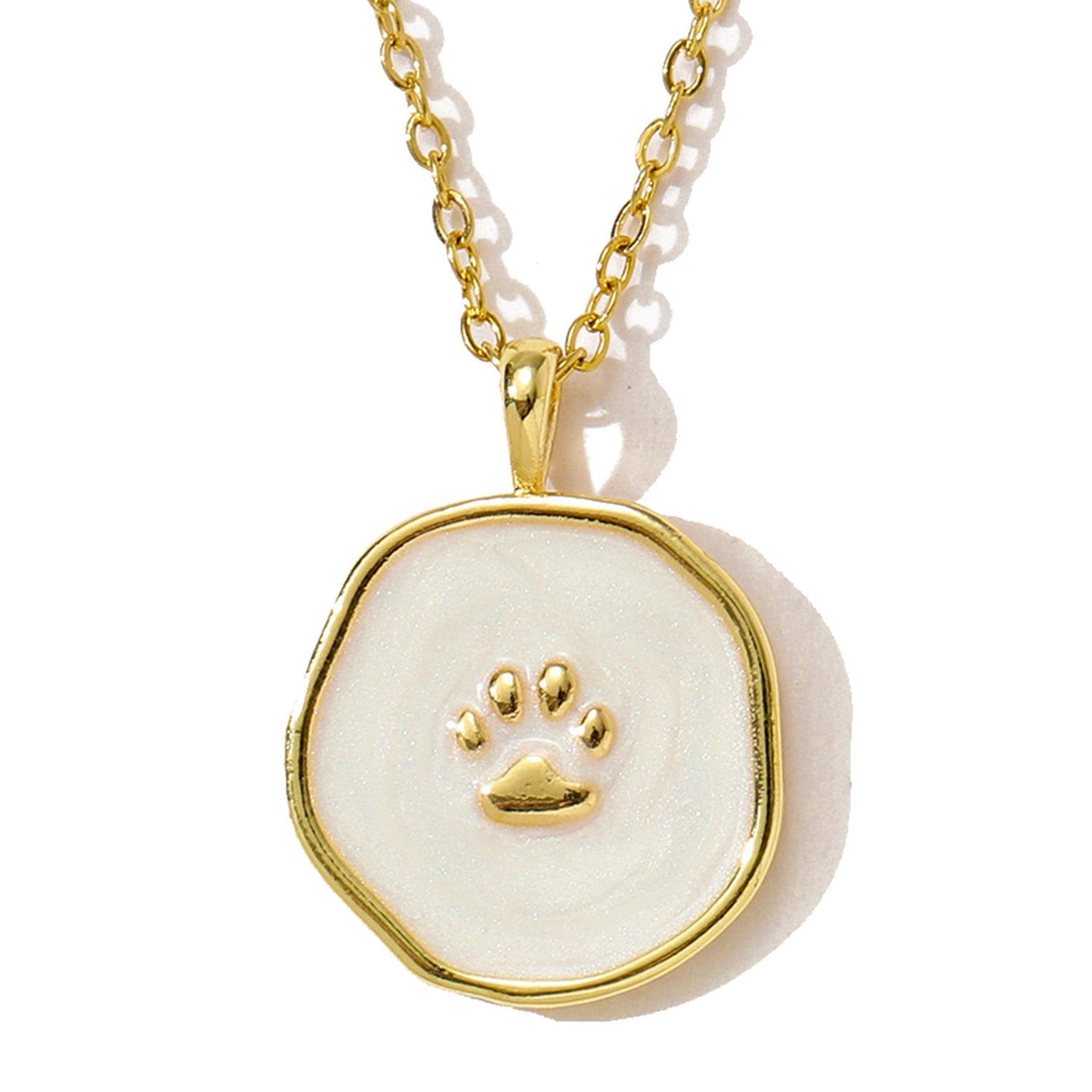 18K Real Gold Plated Drop Oil Cat's Paw Dog's Paw Pendant Necklace Weloria