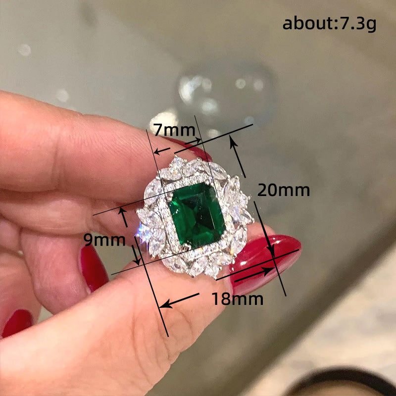 Full Diamond Inlaid Rectangular Rhinestone Flower Ear Studs Weloria