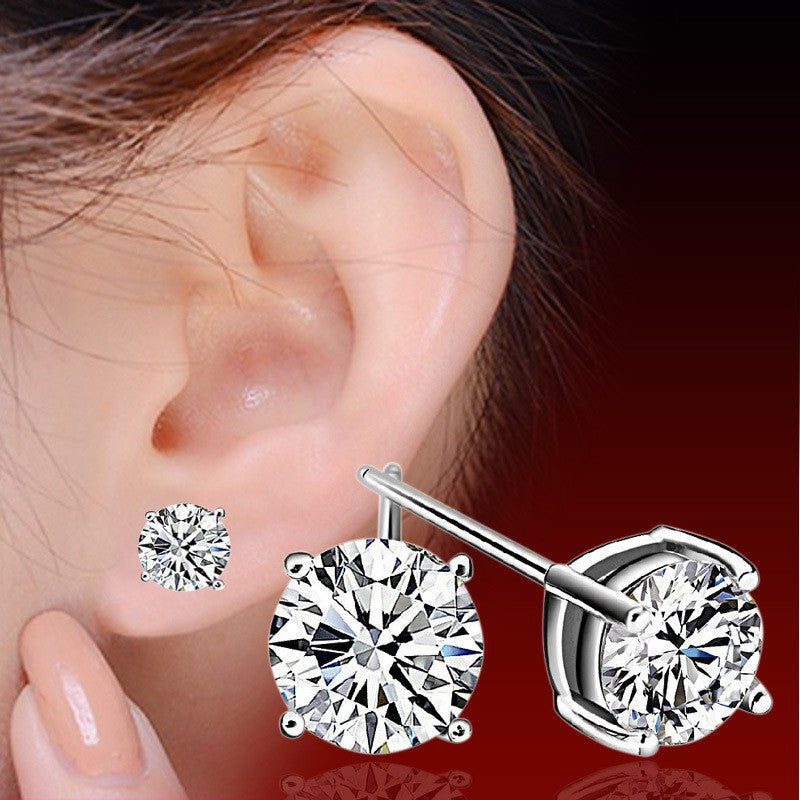 Heart-shaped Six-claw Inlaid Zircon Earrings Weloria
