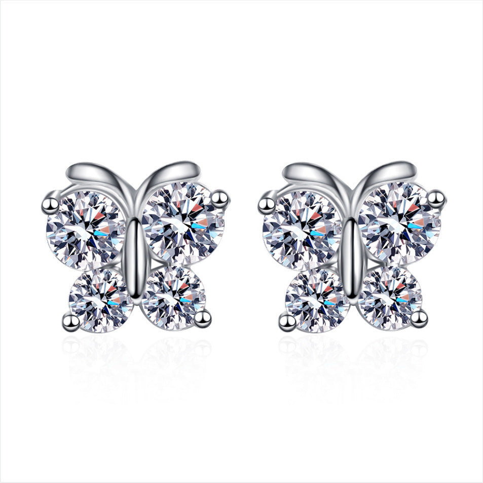 Heart-shaped Six-claw Inlaid Zircon Earrings Weloria