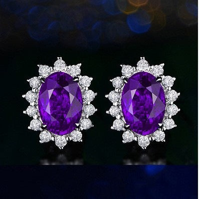 Heart-shaped Six-claw Inlaid Zircon Earrings Weloria