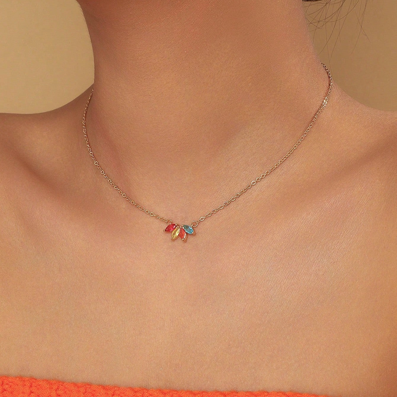 Rhinestone Leaf Necklace For Women Fashion Minority Design Weloria