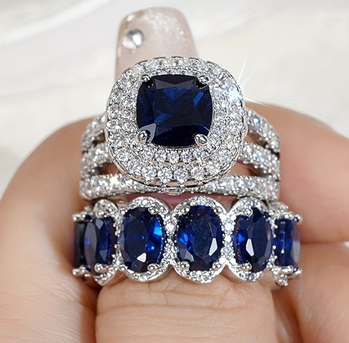 Egg-shaped Full Circle Micro Inlaid Zircon Ring Set Weloria