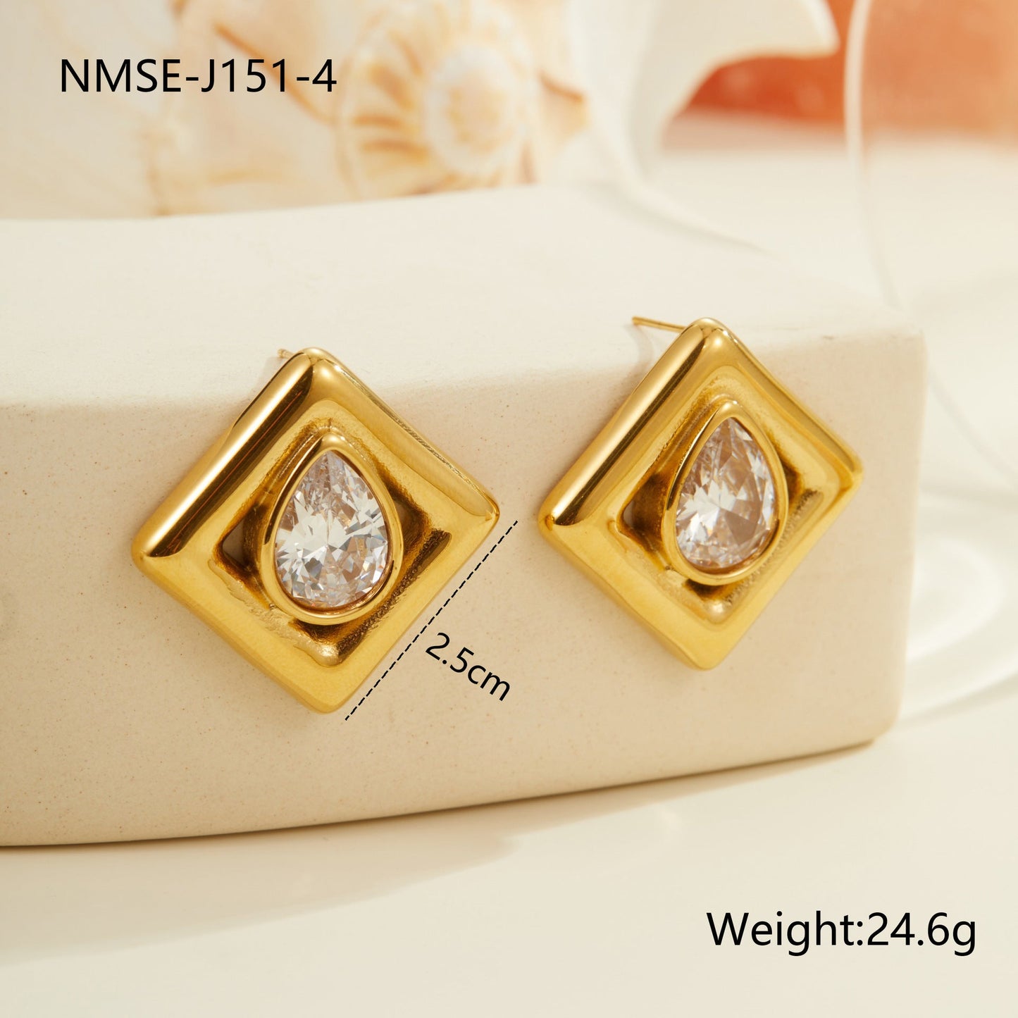 Inlaid Water Drop Zircon Stainless Steel Studs Weloria