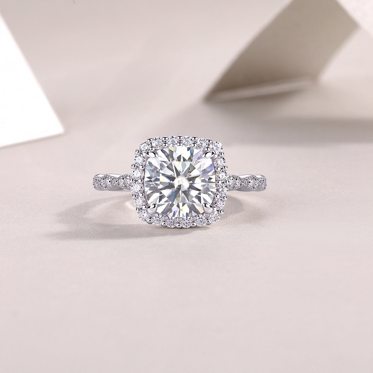 Gorgeous Square Diamond - Set With Moissan S925 Sterling Silver And Platinum-plated Diamond Ring, Fashionable Diamond Jewelry Weloria