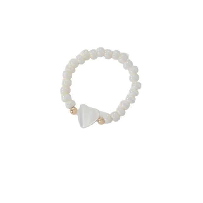 Shell Bead Love Heart-shaped Ring Weloria