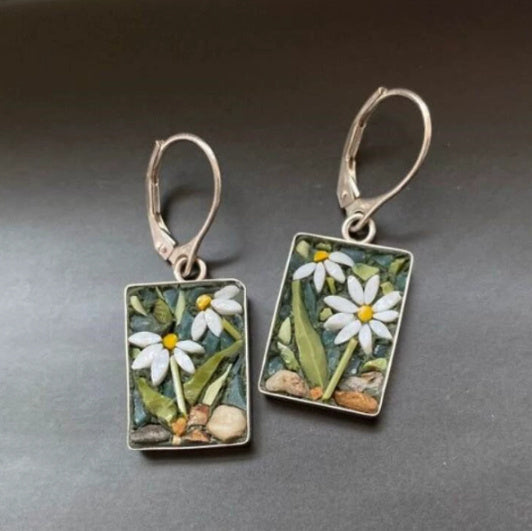 Minority Fashion Rectangular Epoxy Flowers Alloy Ear Clip Weloria