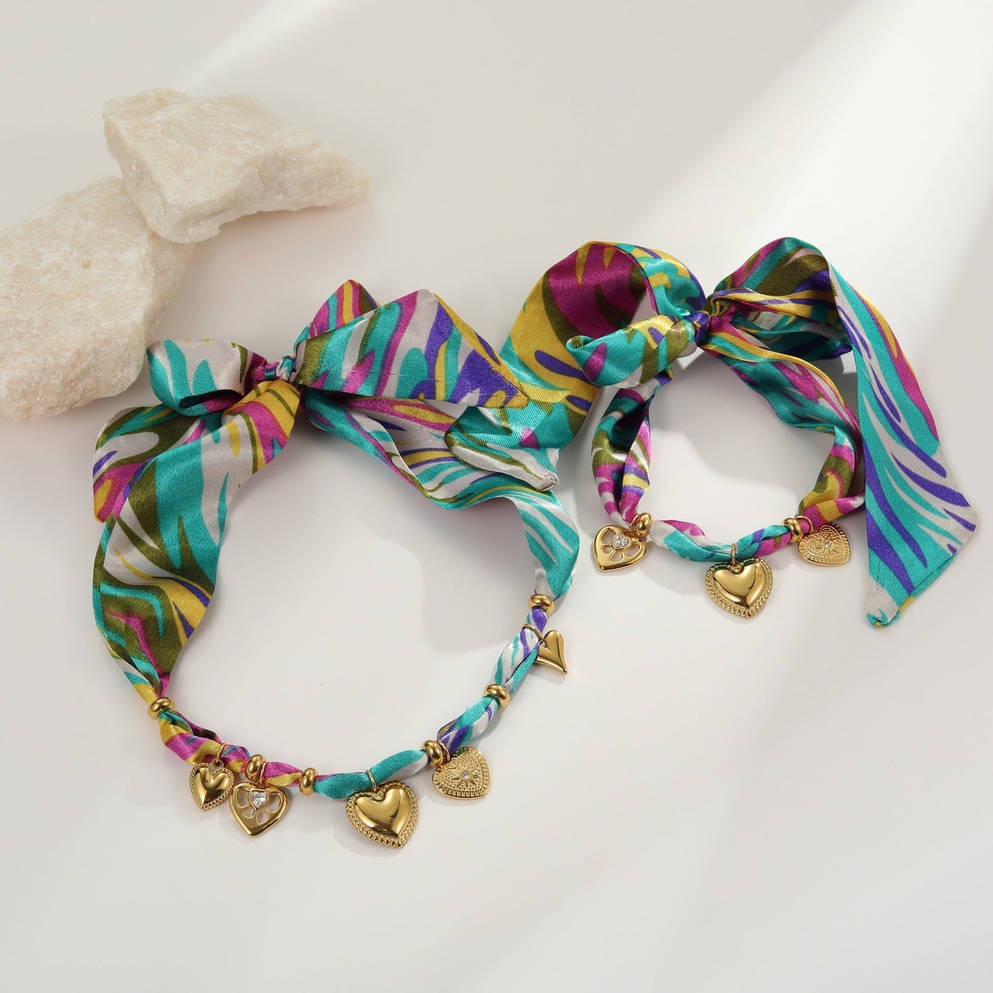 Fashion New Color Scarf Vacation Style Love Pendant Necklace Plated Bracelet Weloria