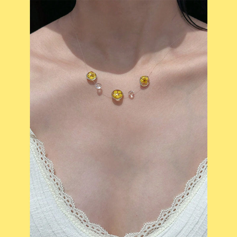 Minimalist Transparent Crystal Dew Earrings Niche High-grade Clavicle Chain Weloria