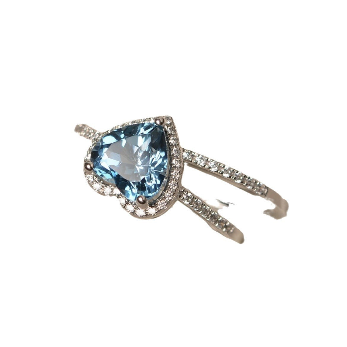Blue Heart Zircon Ring Fashion Women Ornament Weloria