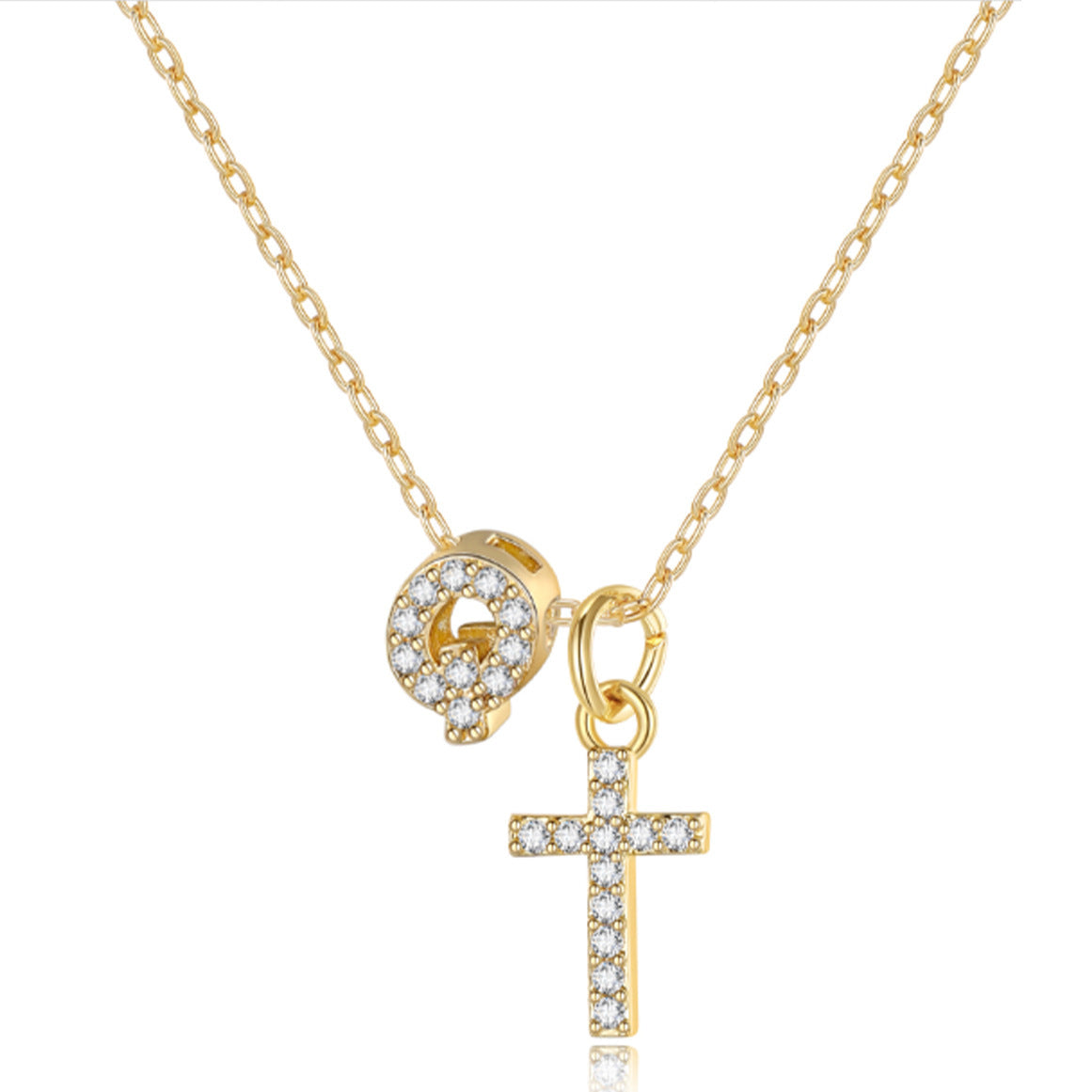 European And American Zircon Inlaid 26 Letter Necklace With Diamonds Weloria