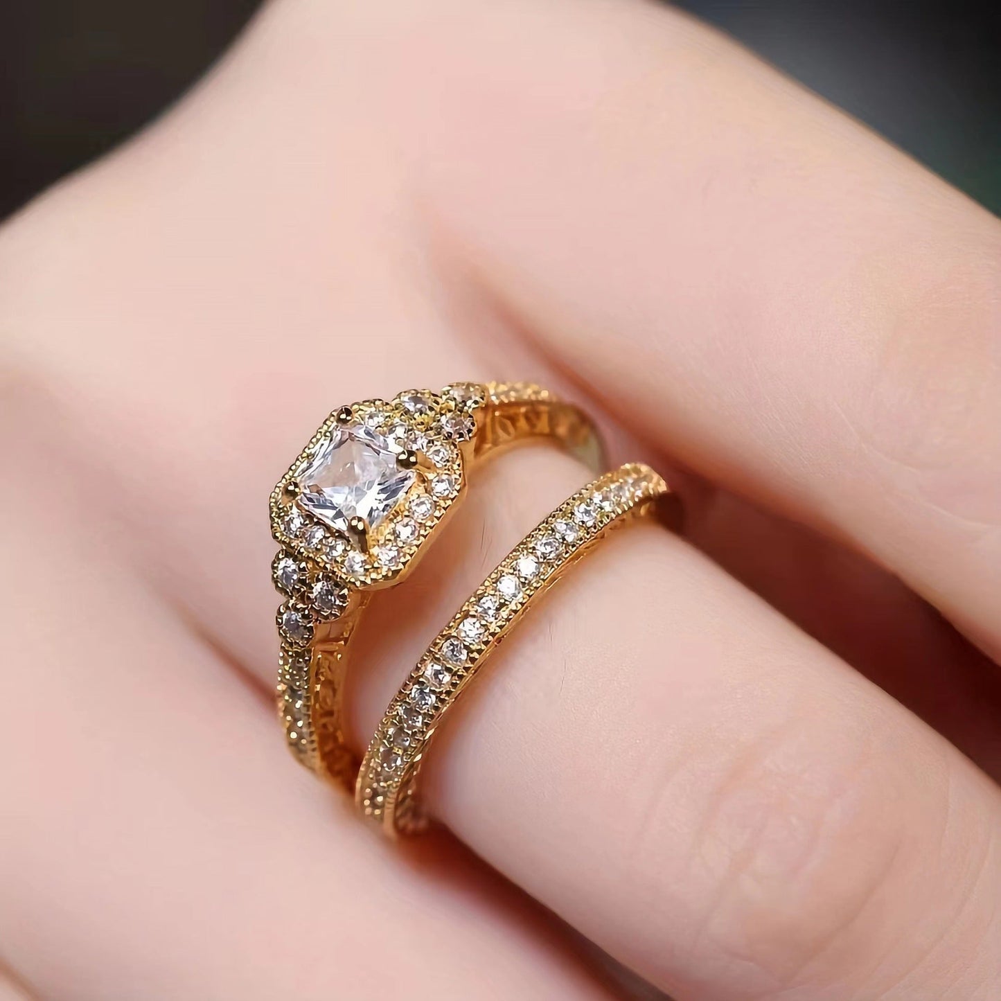 Fashion Ring Set Zircon Simple Ring Weloria