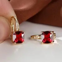 Square Zircon Inlaid Ear Hook Korean Style Fashion All-matching Weloria