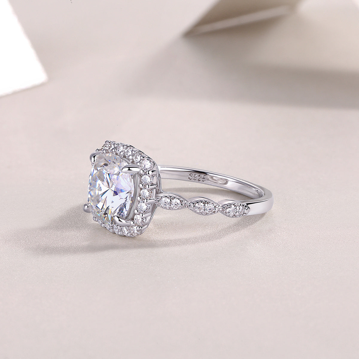 Gorgeous Square Diamond - Set With Moissan S925 Sterling Silver And Platinum-plated Diamond Ring, Fashionable Diamond Jewelry Weloria