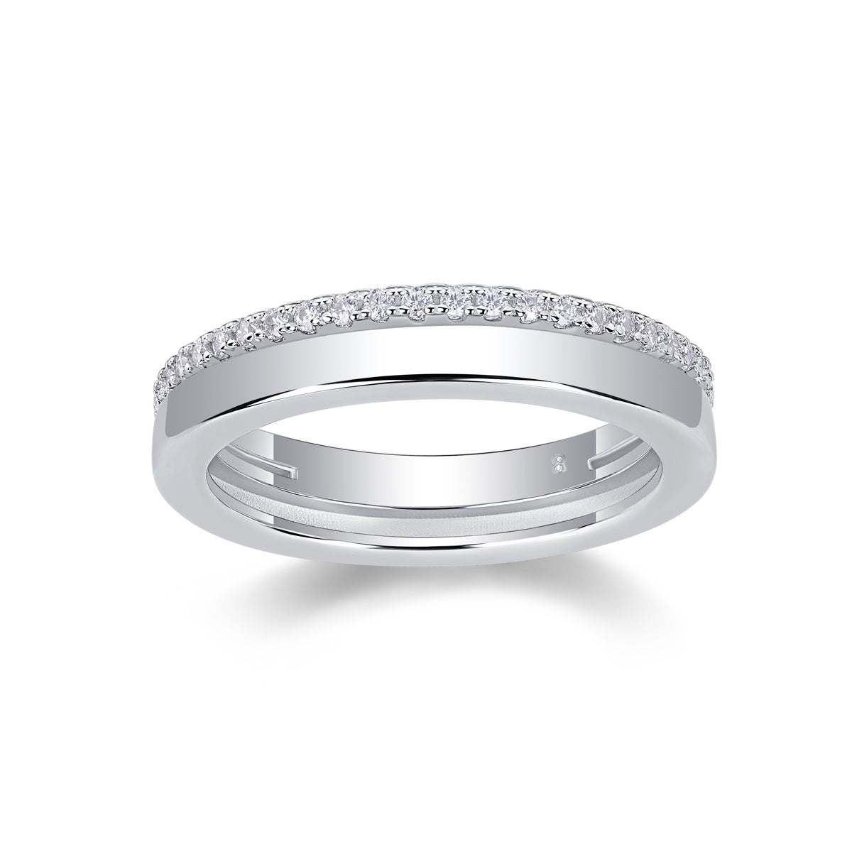 Double Ring Shadow - A Fashionable And Luxurious Jewelry Piece Set With Moissanite S925 Sterling Silver And Platinum-plated Diamond Weloria
