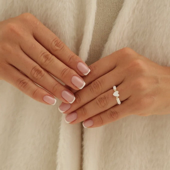 Shell Bead Love Heart-shaped Ring Weloria