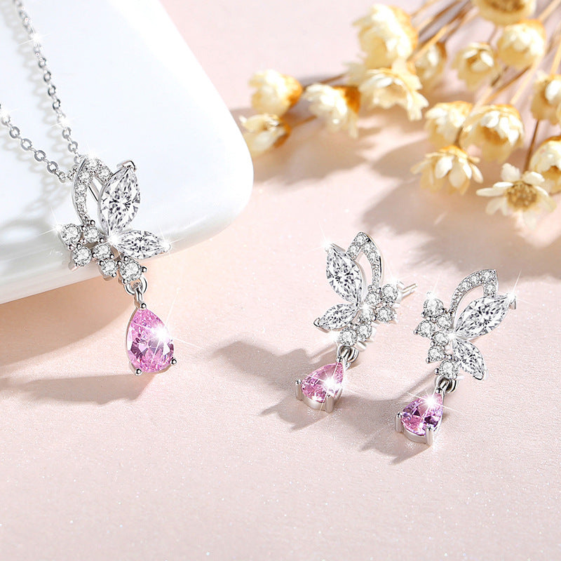 Crystal Butterfly Silver Stud Earrings For Women Weloria