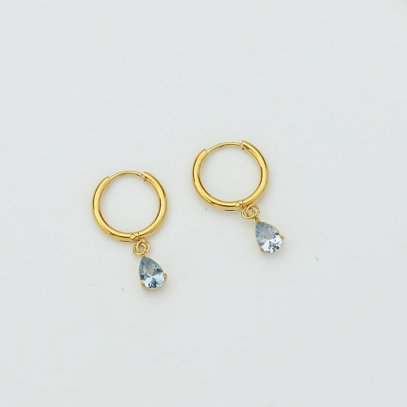 Drop-shaped Zircon Earrings Women's Stainless Steel Light Luxury High Sense Weloria