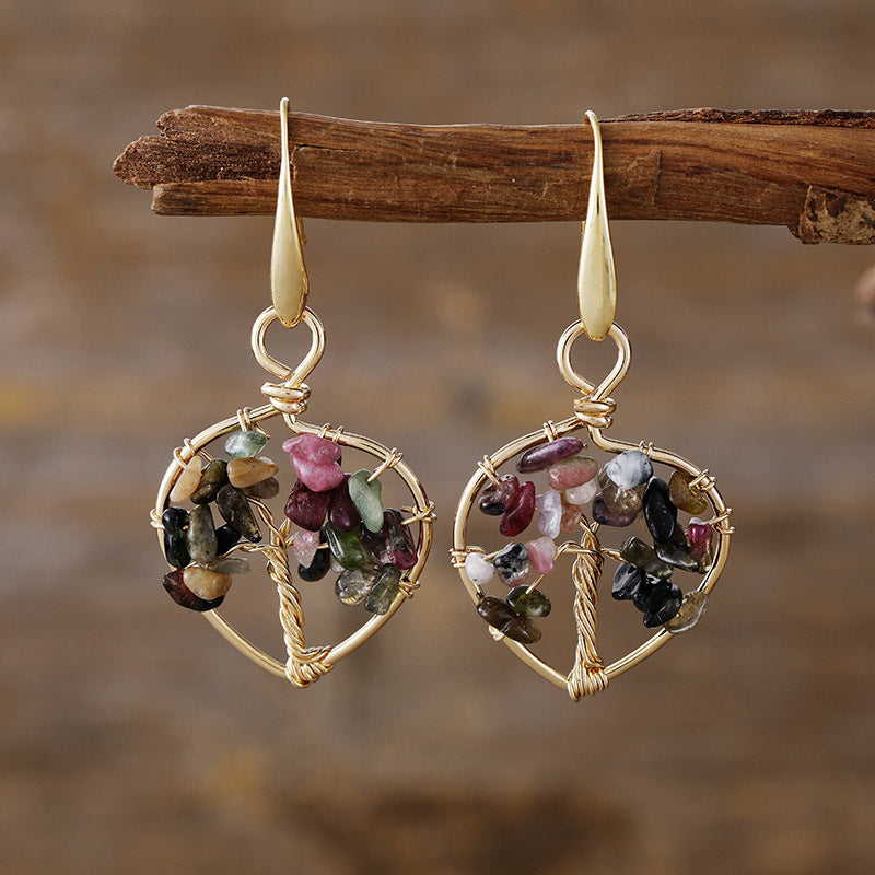 Natural Crystal Lucky Tree Eardrop Earring Earrings Popular Ornament Weloria
