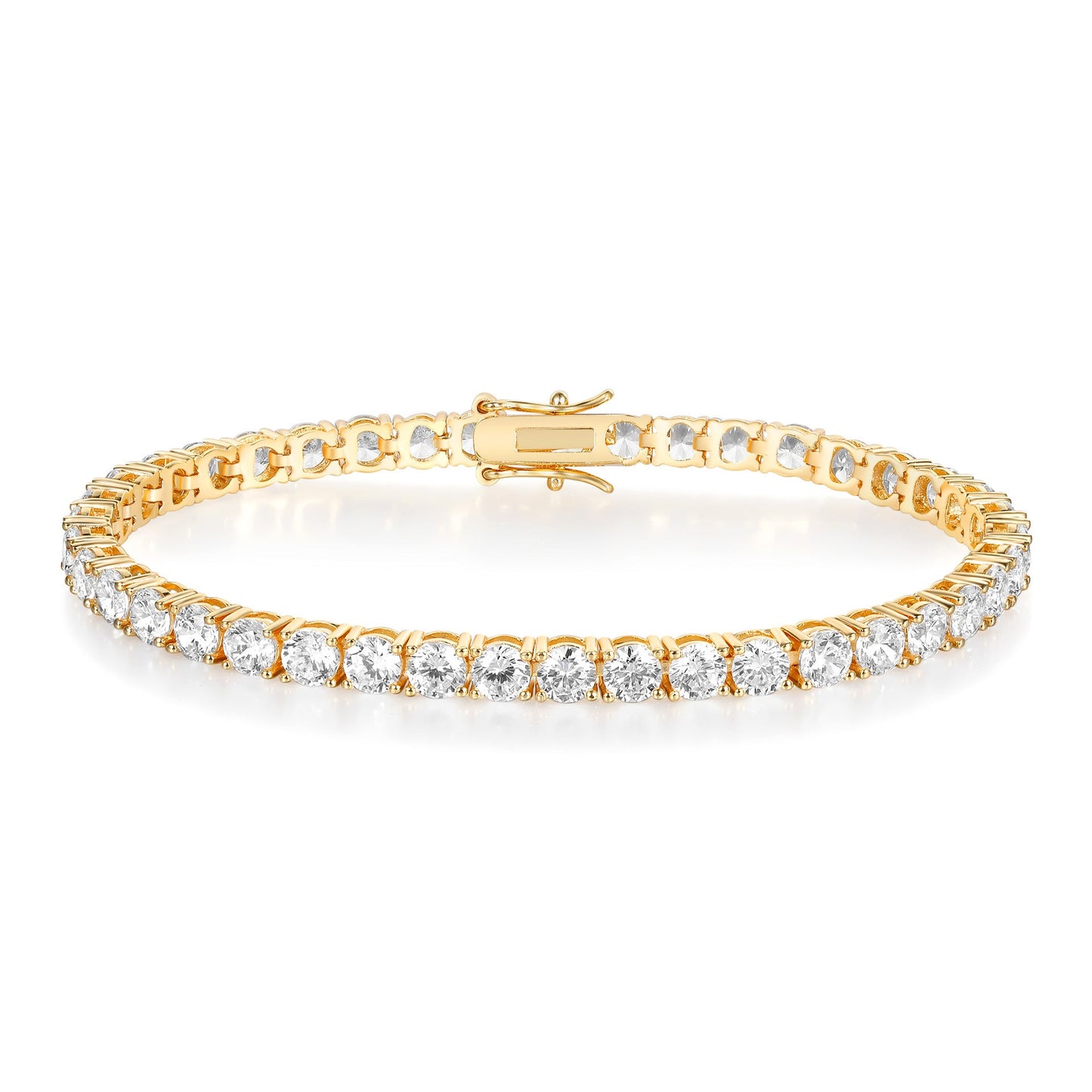Classic 18K Gold Electroplated Zircon High-grade Tennis Full Diamond Personality Bracelet Weloria