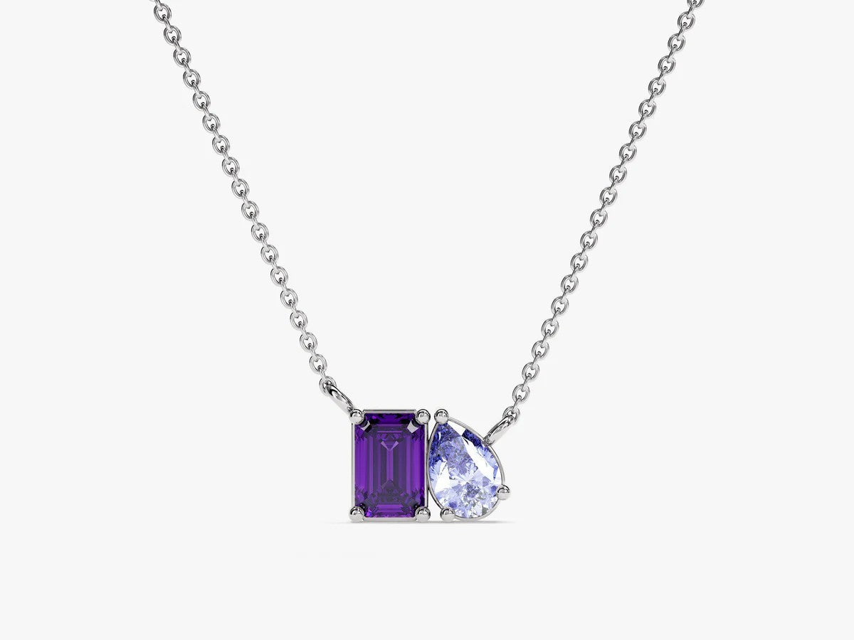 Rectangular Teardrop Zircon Simple Necklace Weloria