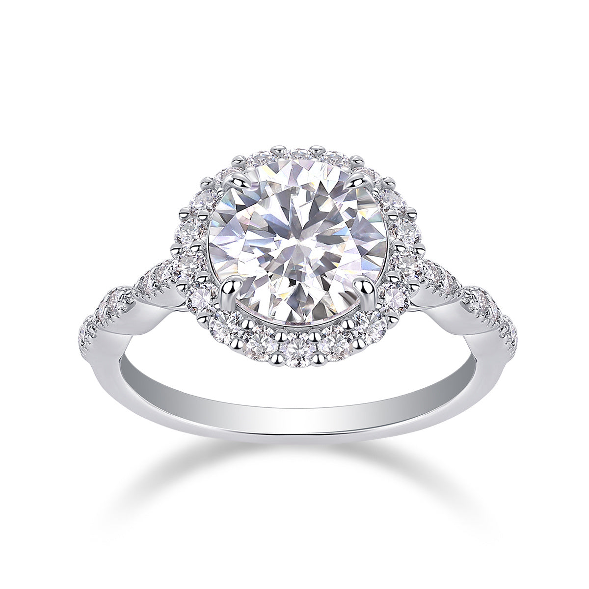 Starlight Shining - A Fashionable Jewelry Ring Set With 3-carat Moissanite S925 Sterling Silver And Platinum-plated Diamond Weloria