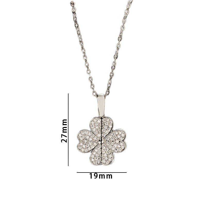 Women's Diamond Clover Necklace Special Interest Light Luxury Weloria