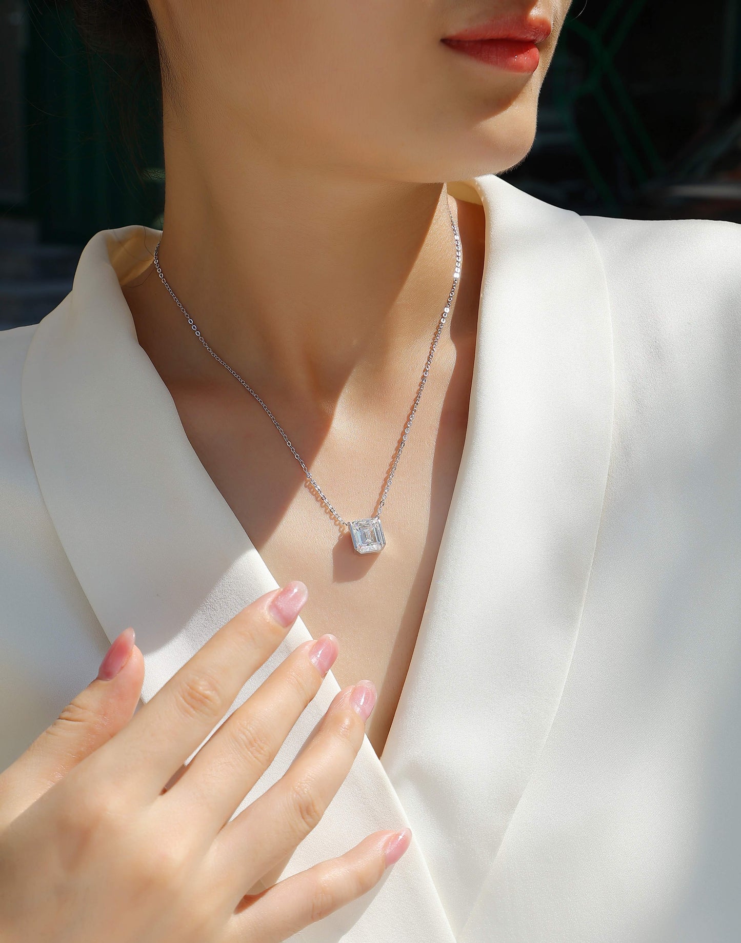 The Brilliance In A Small Space - A Fashionable Jewelry Pendant Set With Moissanite S925 Sterling Silver And Platinum-plated Diamond, Moissanite Silver Jewelry Weloria