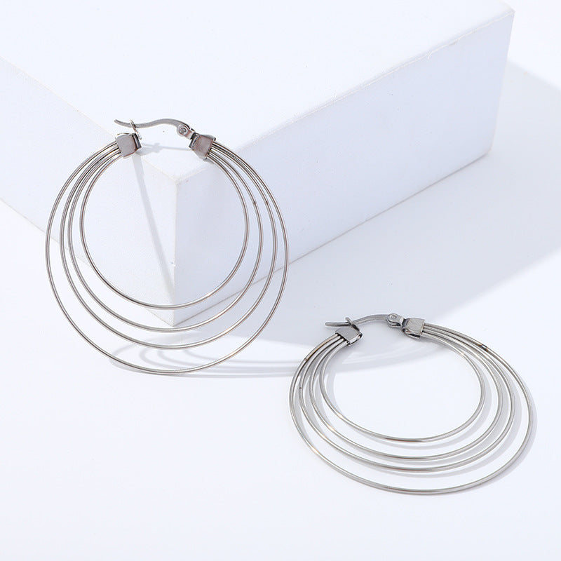French Mosquito-repellent Incense Shape Stainless Steel Earrings Hoop Geometric And Gold Weloria