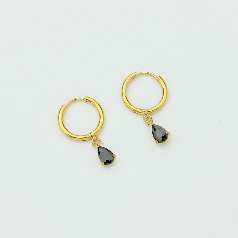 Drop-shaped Zircon Earrings Women's Stainless Steel Light Luxury High Sense Weloria