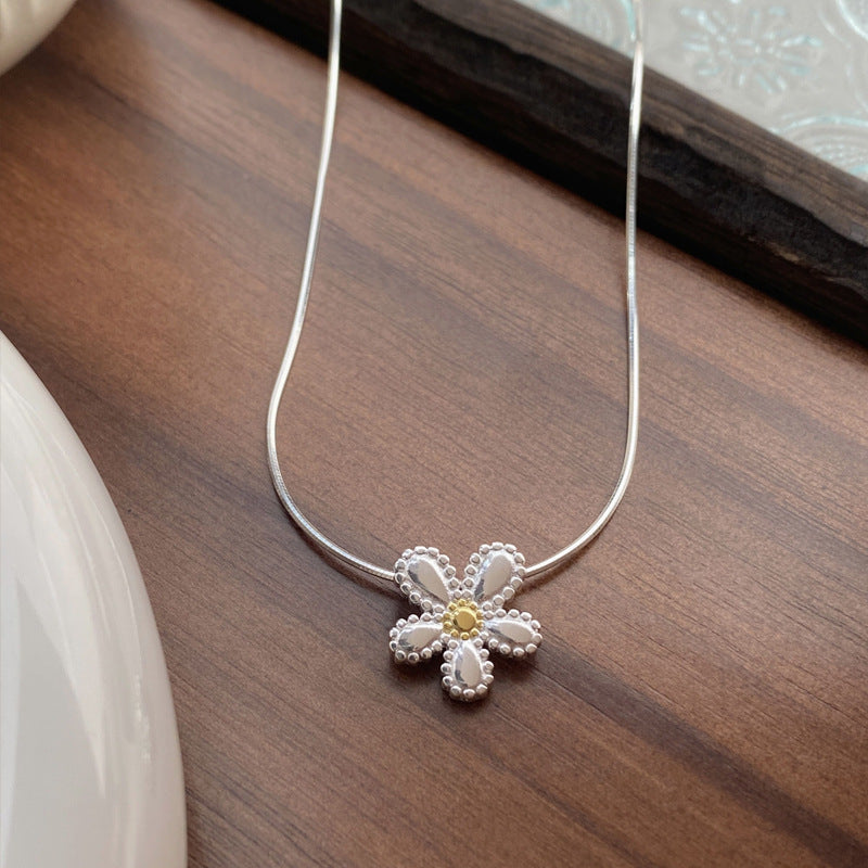 S925 Sterling Silver Flower Necklace Weloria