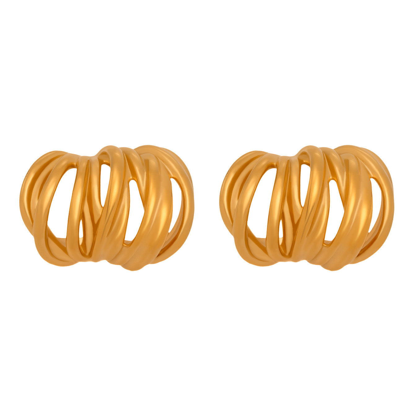 Heavy Industry Casting C- Type Ear Studs Multi-layer Lines Weloria