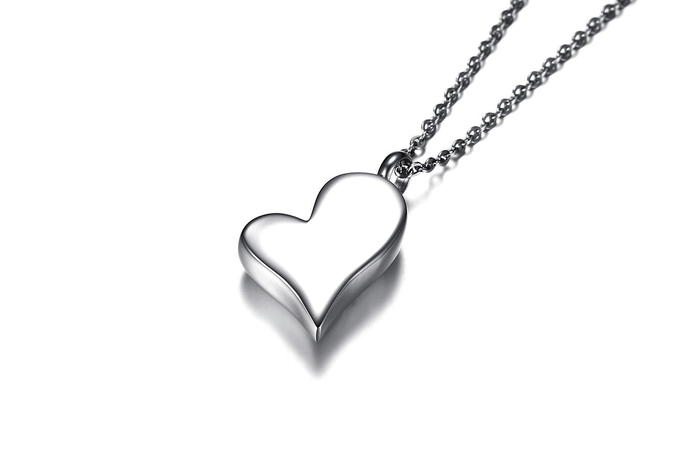 Women's Titanium Steel Peach Heart Urn Can Be Opened Pendant Necklace Weloria