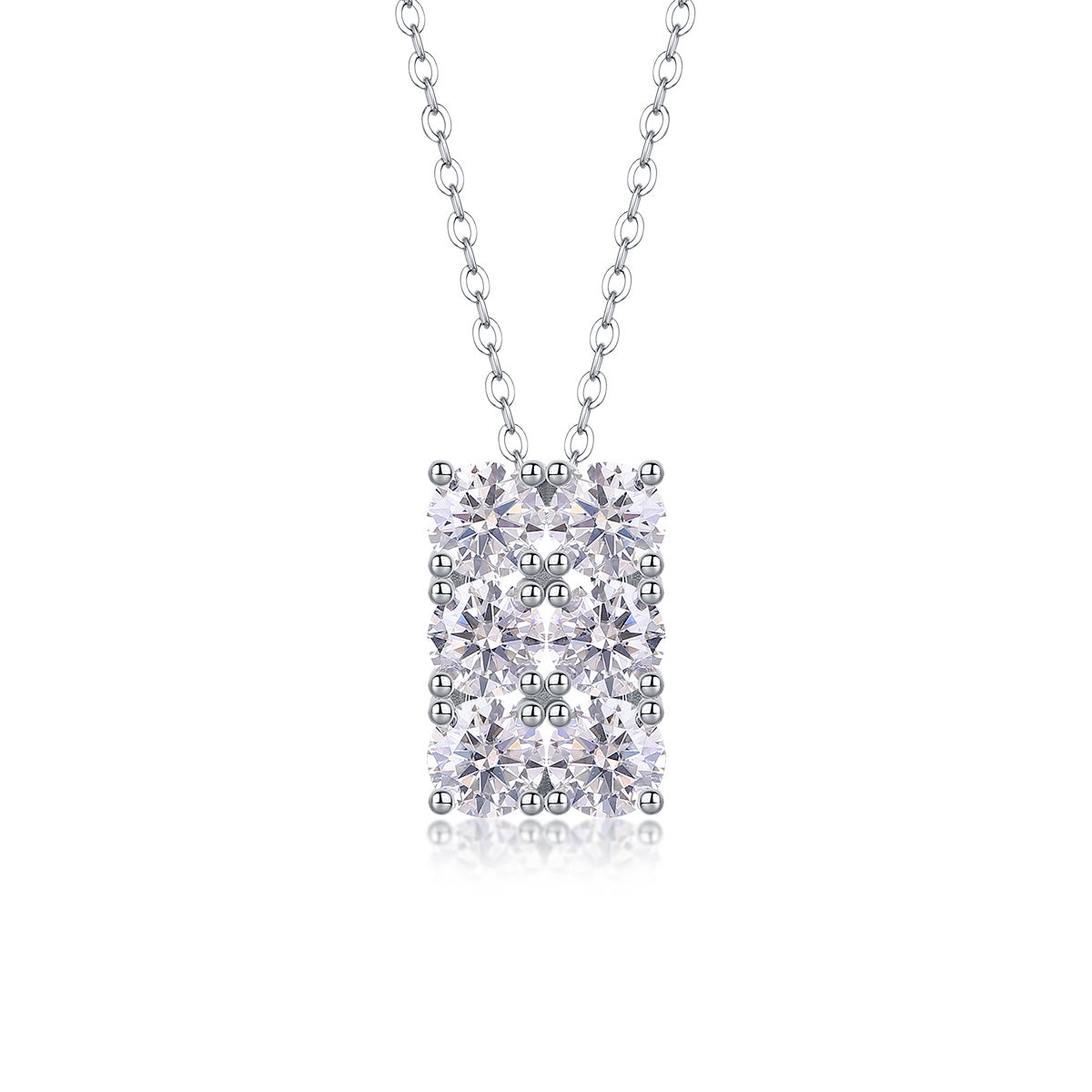 Grand Round - A Fashionable And Luxurious Diamond Jewelry Piece Set With 0.5-carat And 0.3-carat Moissan Diamonds, S925 Sterling Silver And Platinum-plated Pendant Weloria
